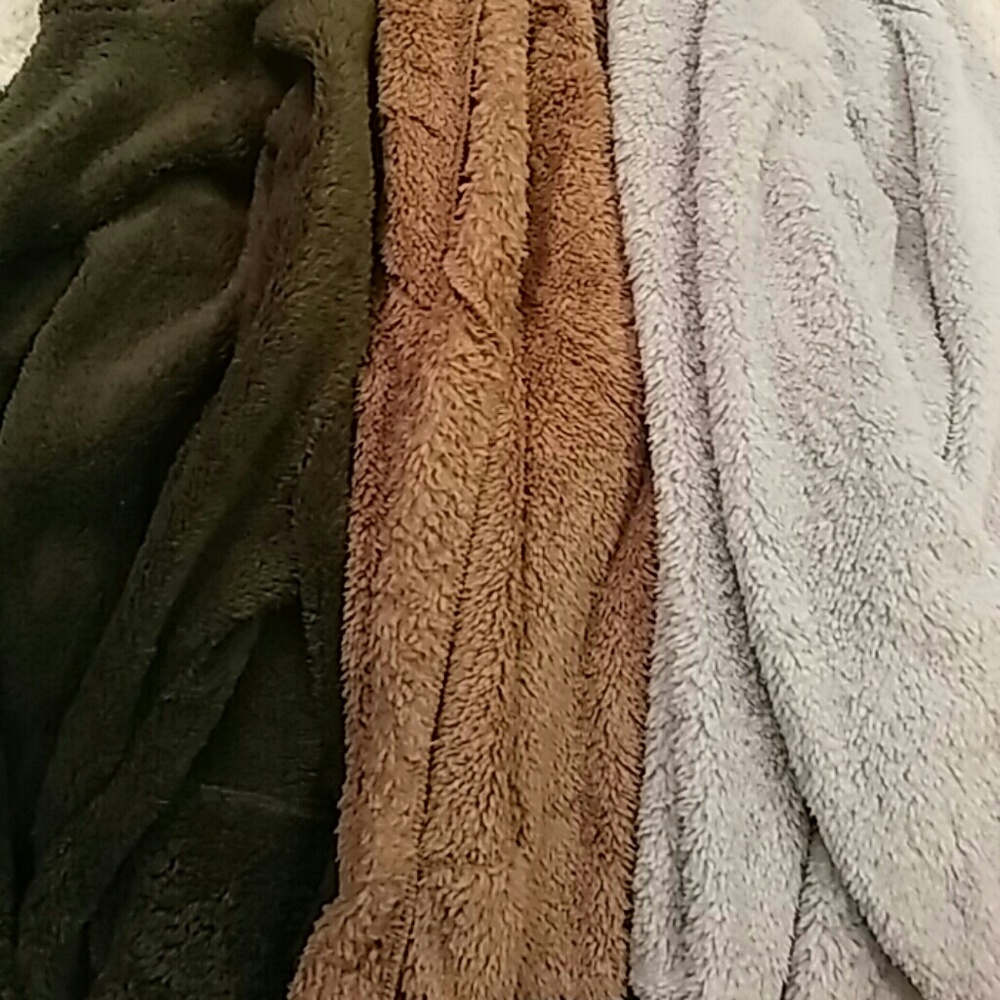 SUPER SOFT FUZZY fleece cardigan hoodie Army Green - Picture 4 of 6